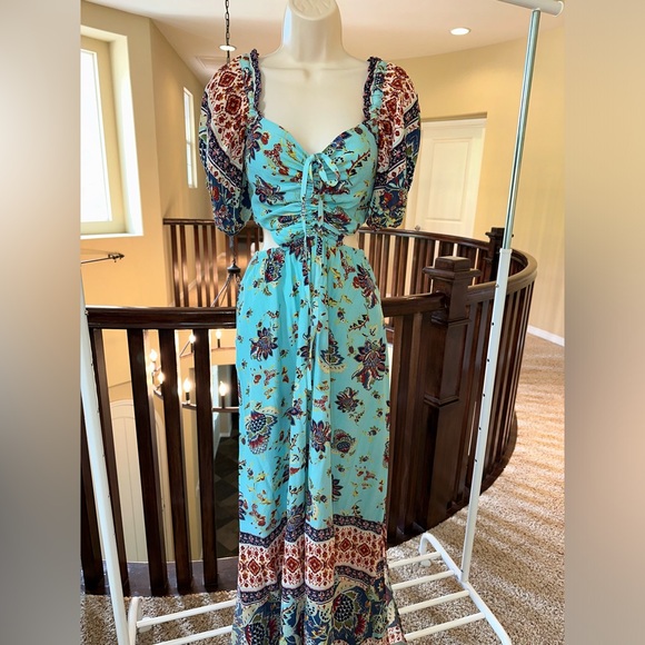 Free People Bali Citrus Skies Jumpsuit Romper Aegean Sea XS - Picture 5 of 12